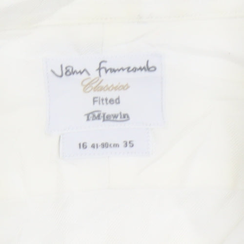 Van Heusen Men’s Ivory Fitted 16 Point Collar French Cuff Dress Shirt
