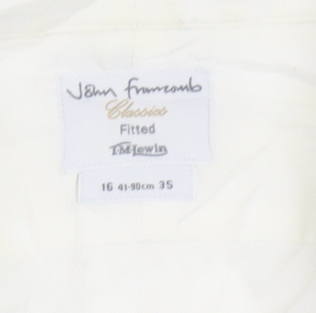 Van Heusen Men’s Ivory Fitted 16 Point Collar French Cuff Dress Shirt