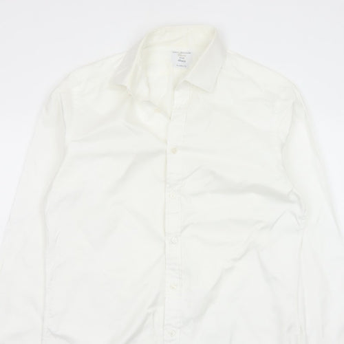 Van Heusen Men’s Ivory Fitted 16 Point Collar French Cuff Dress Shirt
