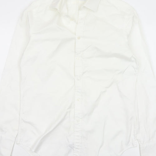 Van Heusen Men’s Ivory Fitted 16 Point Collar French Cuff Dress Shirt