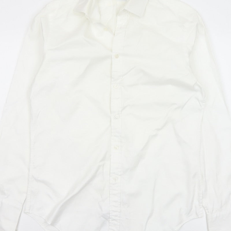 Van Heusen Men’s Ivory Fitted 16 Point Collar French Cuff Dress Shirt