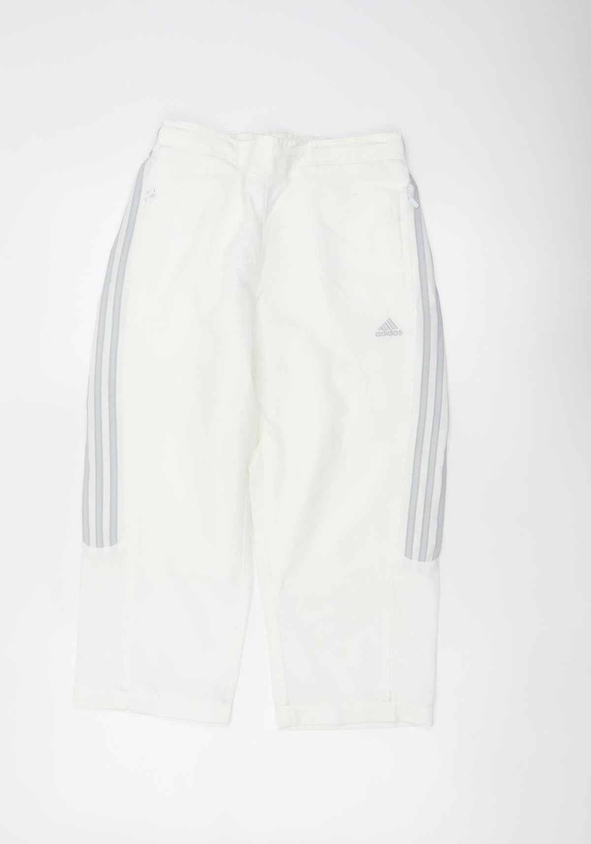 Adidas Women White UK 10 Three Stripe Lined Jogger Trousers