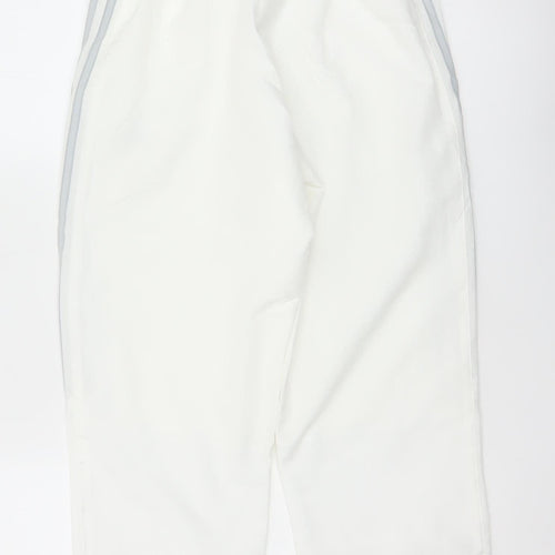 Adidas Women White UK 10 Three Stripe Lined Jogger Trousers