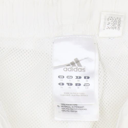 Adidas Women White UK 10 Three Stripe Lined Jogger Trousers
