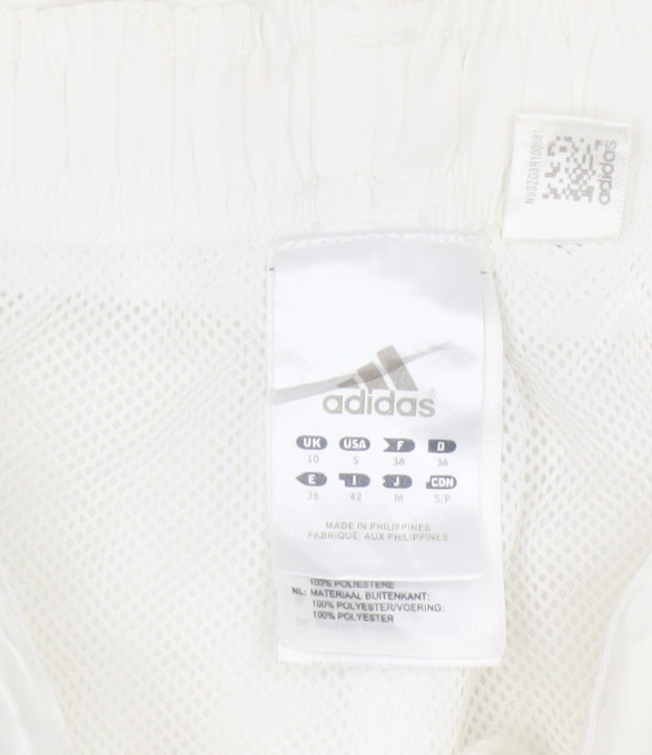 Adidas Women White UK 10 Three Stripe Lined Jogger Trousers