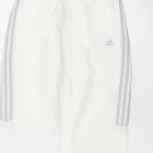 Adidas Women White UK 10 Three Stripe Lined Jogger Trousers