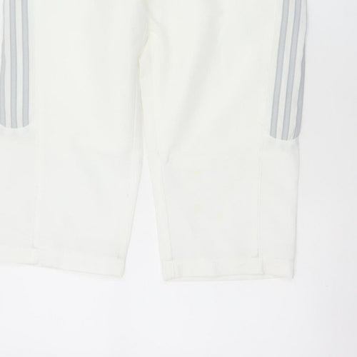 Adidas Women White UK 10 Three Stripe Lined Jogger Trousers