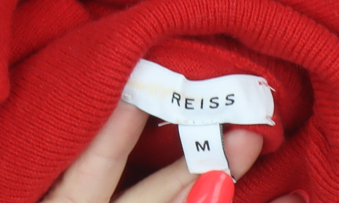 Reiss Women Red M Merino Wool Jumper Midi Roll Neck Dress