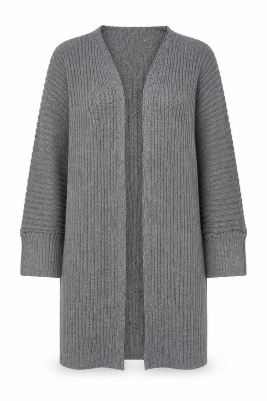 I Saw It First Women’s Grey Size 8 Rib Knit Open Long Cardigan
