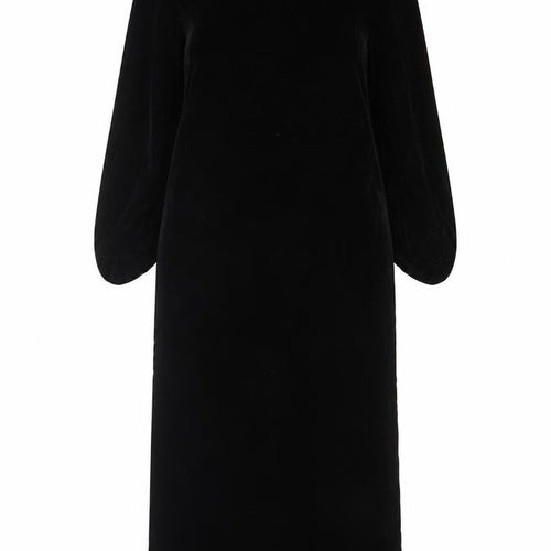 Zara Women Black S Velvet Long Bodycon Balloon Sleeve Party Dress
