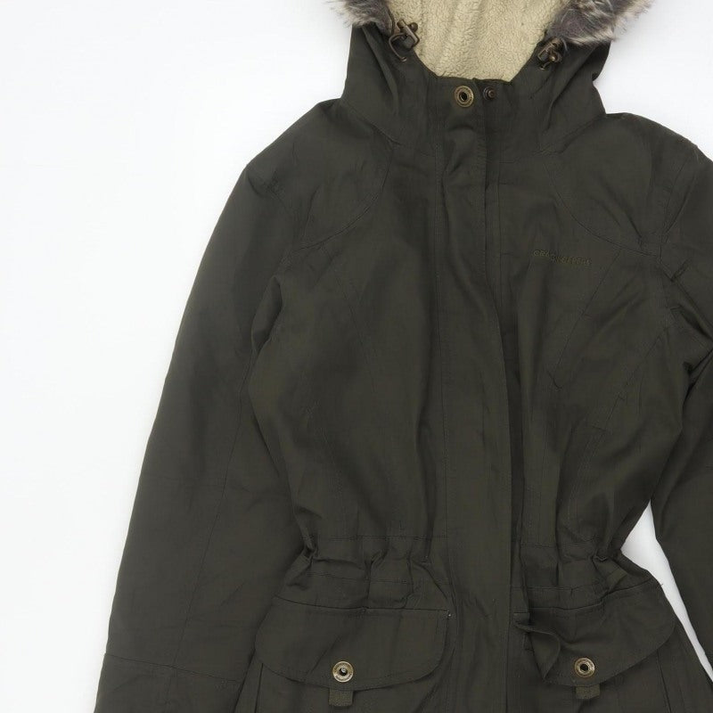 Craghoppers Women’s Black UK 10 Long Hooded Faux Fur Trim Parka Coat