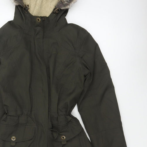 Craghoppers Women’s Black UK 10 Long Hooded Faux Fur Trim Parka Coat