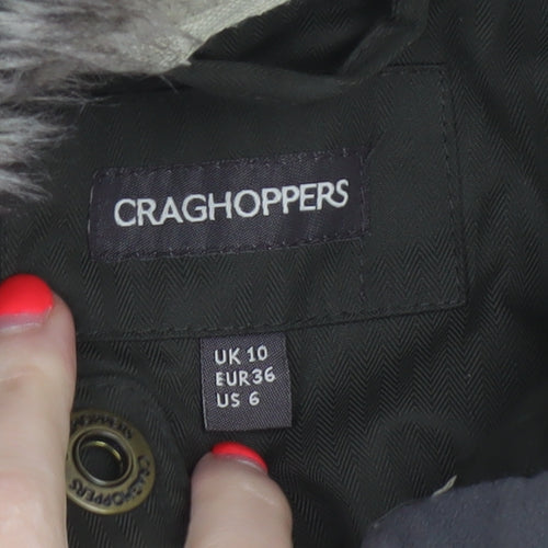 Craghoppers Women’s Black UK 10 Long Hooded Faux Fur Trim Parka Coat