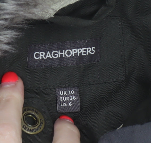 Craghoppers Women’s Black UK 10 Long Hooded Faux Fur Trim Parka Coat