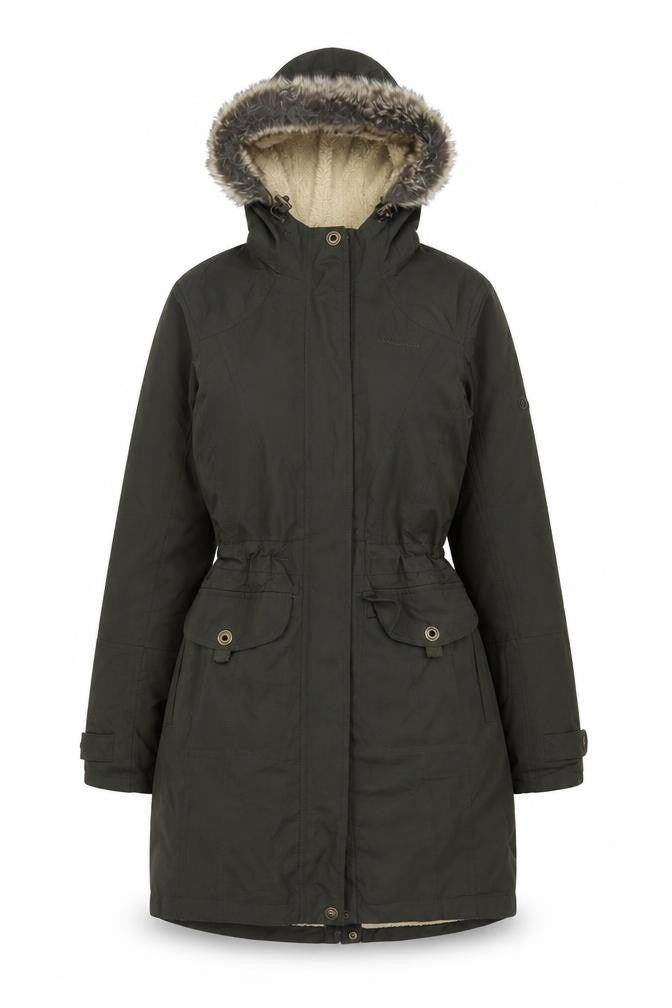 Craghoppers Women’s Black UK 10 Long Hooded Faux Fur Trim Parka Coat