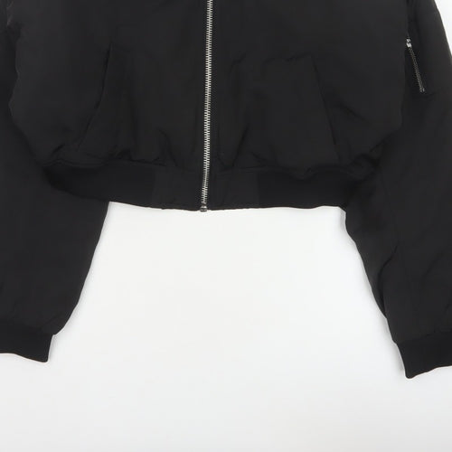 H&M Women’s Black M Cropped Padded Bomber Jacket Full Zip