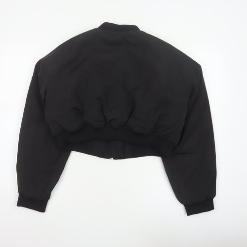 H&M Women’s Black M Cropped Padded Bomber Jacket Full Zip