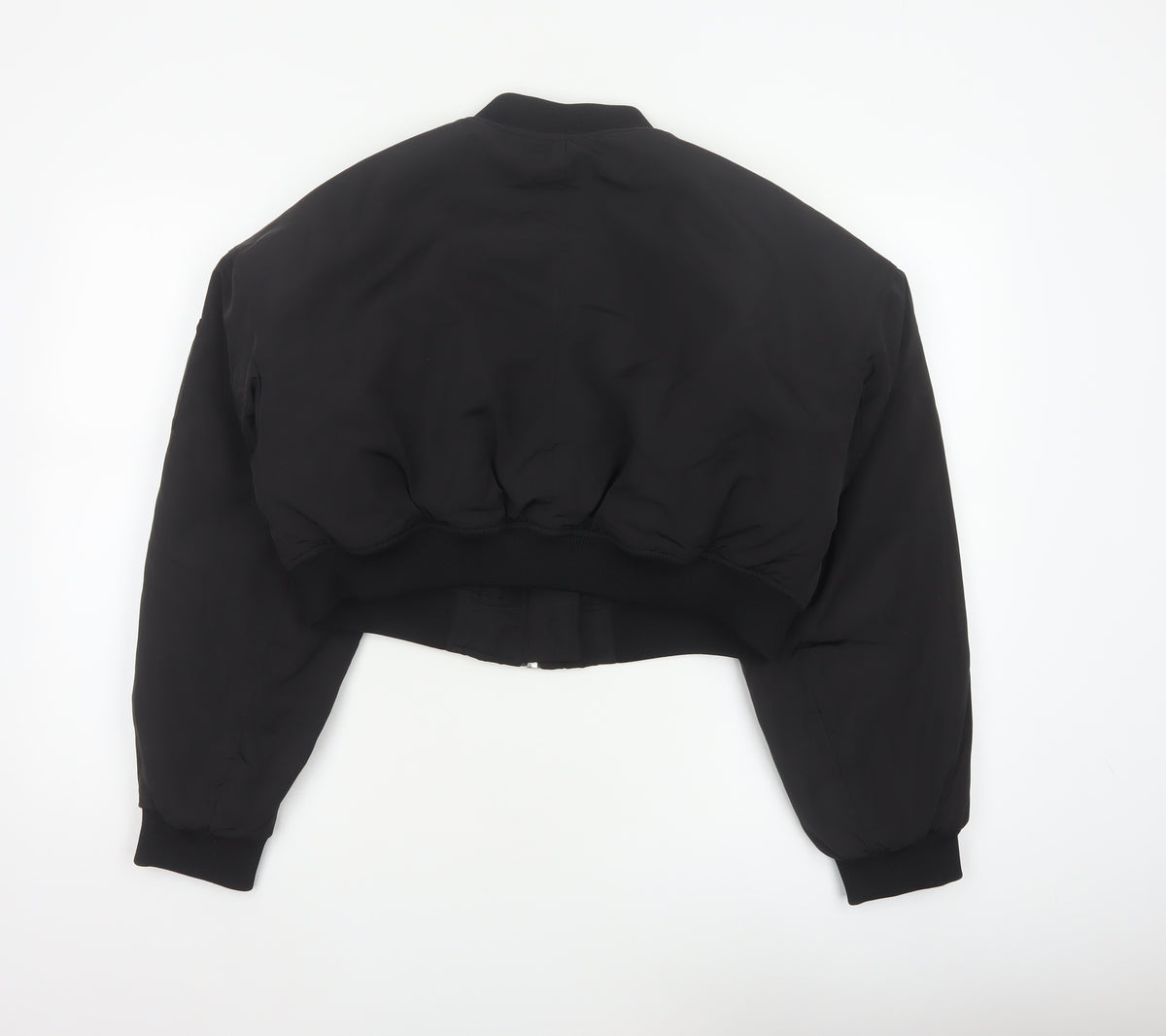 H&M Women’s Black M Cropped Padded Bomber Jacket Full Zip