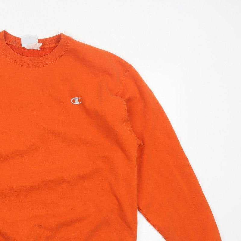 Champion Men Orange XL Crew Neck Pullover Sweatshirt Embroidered Logo