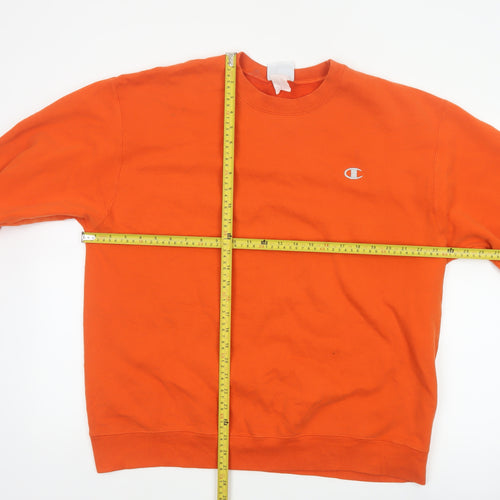 Champion Men Orange XL Crew Neck Pullover Sweatshirt Embroidered Logo