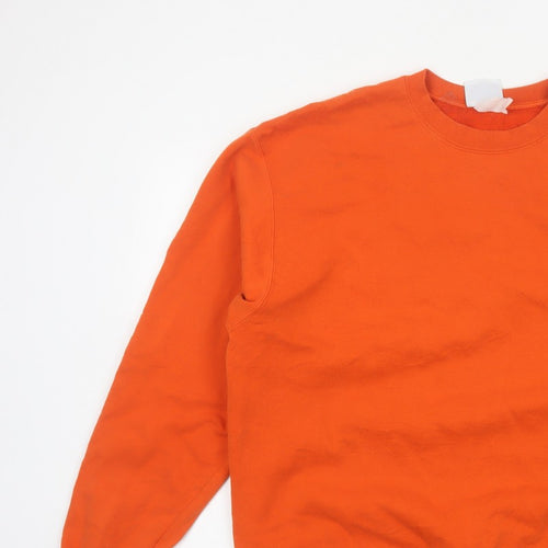 Champion Men Orange XL Crew Neck Pullover Sweatshirt Embroidered Logo