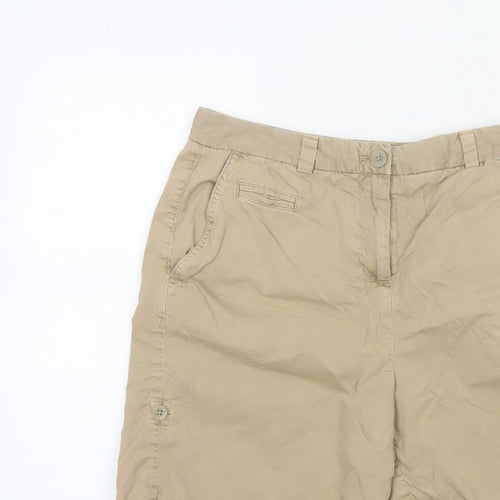 Marks & Spencer Women Beige UK 12 Cotton Chino Shorts Pockets