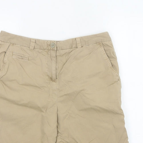 Marks & Spencer Women Beige UK 12 Cotton Chino Shorts Pockets