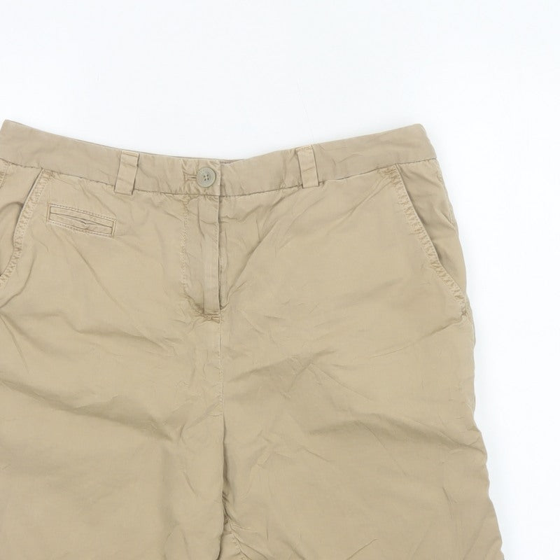 Marks & Spencer Women Beige UK 12 Cotton Chino Shorts Pockets