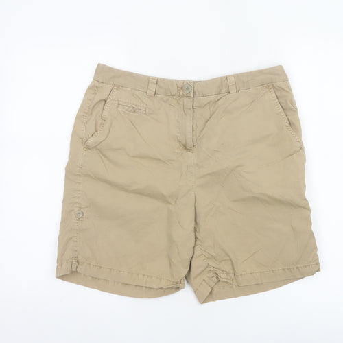 Marks & Spencer Women Beige UK 12 Cotton Chino Shorts Pockets