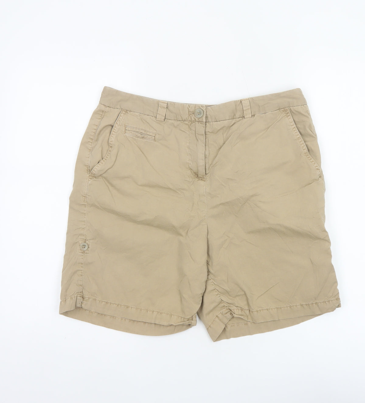 Marks & Spencer Women Beige UK 12 Cotton Chino Shorts Pockets