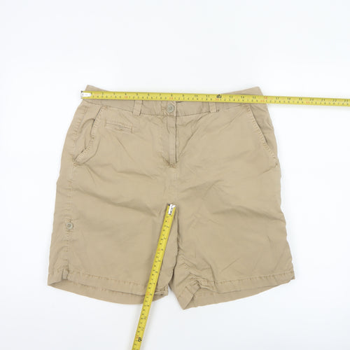 Marks & Spencer Women Beige UK 12 Cotton Chino Shorts Pockets