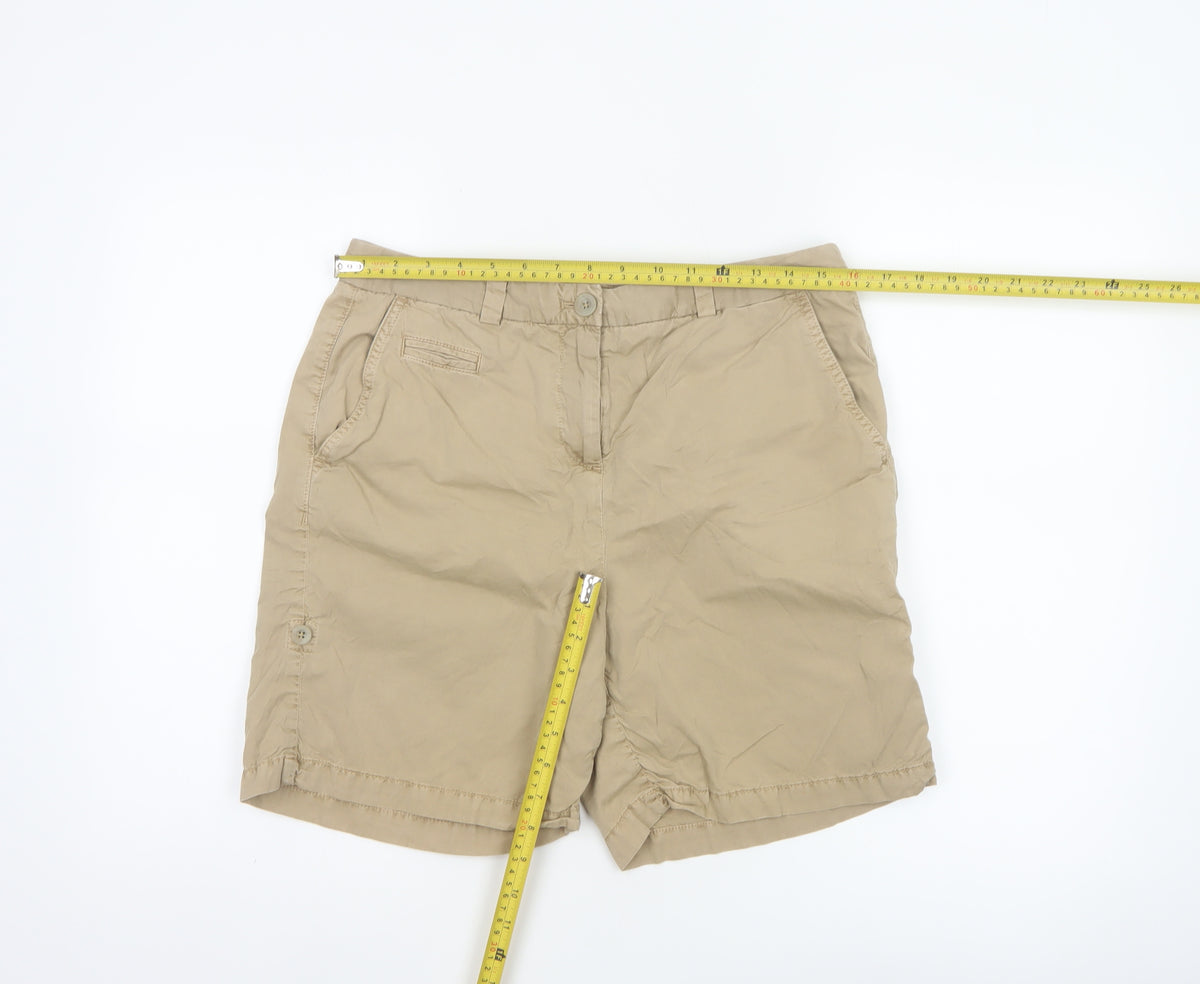Marks & Spencer Women Beige UK 12 Cotton Chino Shorts Pockets