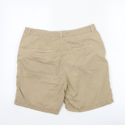 Marks & Spencer Women Beige UK 12 Cotton Chino Shorts Pockets