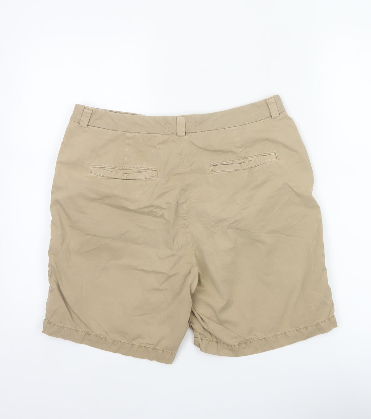 Marks & Spencer Women Beige UK 12 Cotton Chino Shorts Pockets