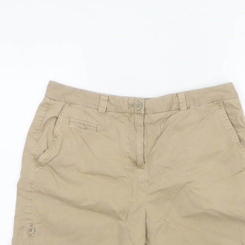 Marks & Spencer Women Beige UK 12 Cotton Chino Shorts Pockets