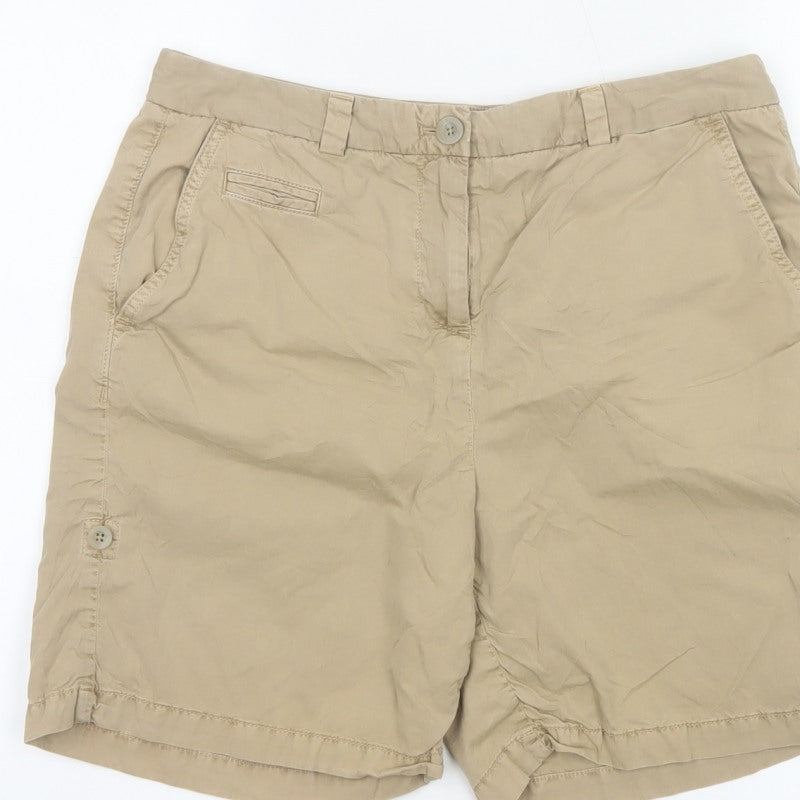 Marks & Spencer Women Beige UK 12 Cotton Chino Shorts Pockets