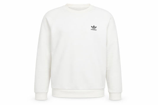 adidas Men Ivory S Pullover Crew Neck Trefoil Sweatshirt