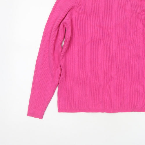 Marks and Spencer Women’s Pink Ribbed Crew Neck Jumper Size 18