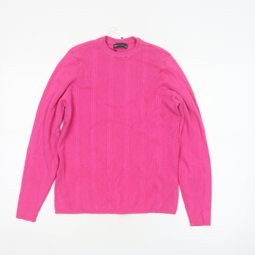Marks and Spencer Women’s Pink Ribbed Crew Neck Jumper Size 18