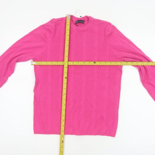 Marks and Spencer Women’s Pink Ribbed Crew Neck Jumper Size 18