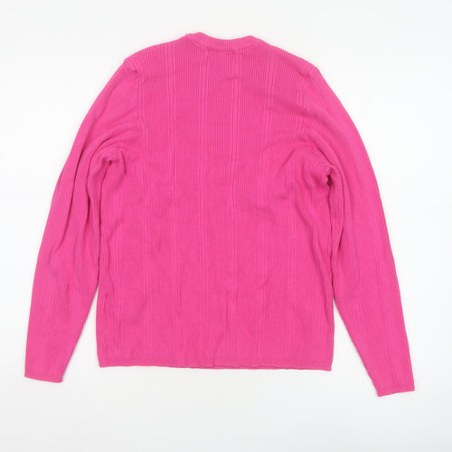 Marks and Spencer Women’s Pink Ribbed Crew Neck Jumper Size 18