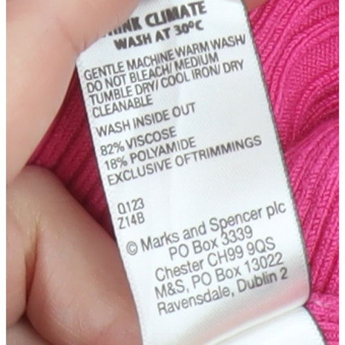 Marks and Spencer Women’s Pink Ribbed Crew Neck Jumper Size 18
