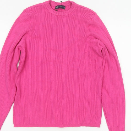 Marks and Spencer Women’s Pink Ribbed Crew Neck Jumper Size 18
