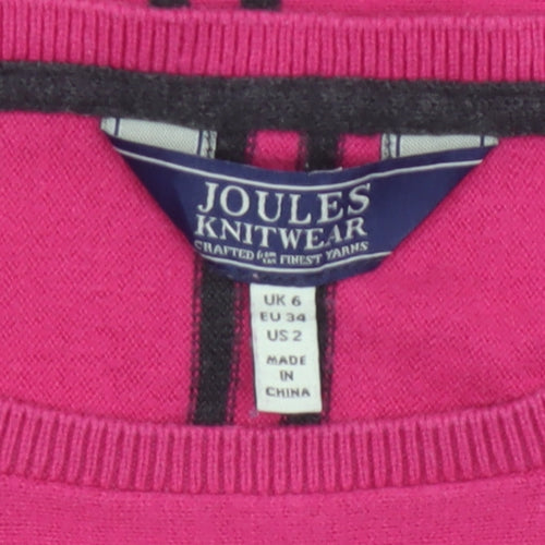 Joules Women’s Pink UK 6 Round Neck Knit Pullover Jumper Logo