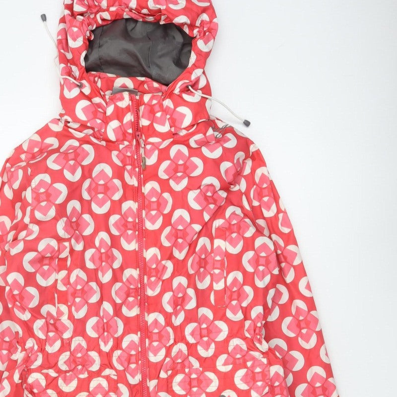TOG24 Women's Pink Geometric Hooded Jacket UK 14 Lightweight Outdoor