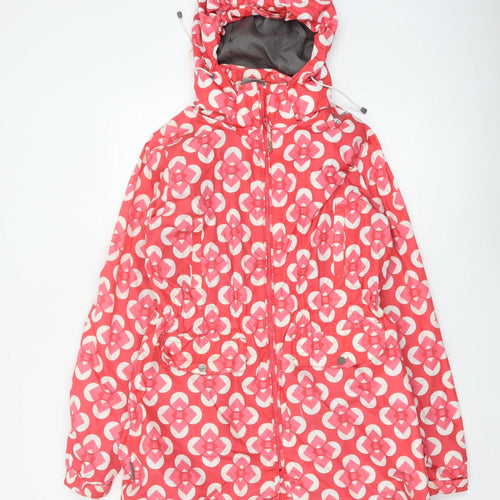 TOG24 Women's Pink Geometric Hooded Jacket UK 14 Lightweight Outdoor