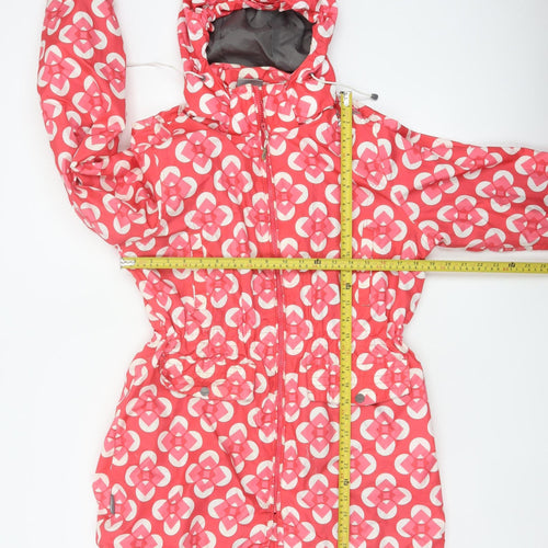 TOG24 Women's Pink Geometric Hooded Jacket UK 14 Lightweight Outdoor