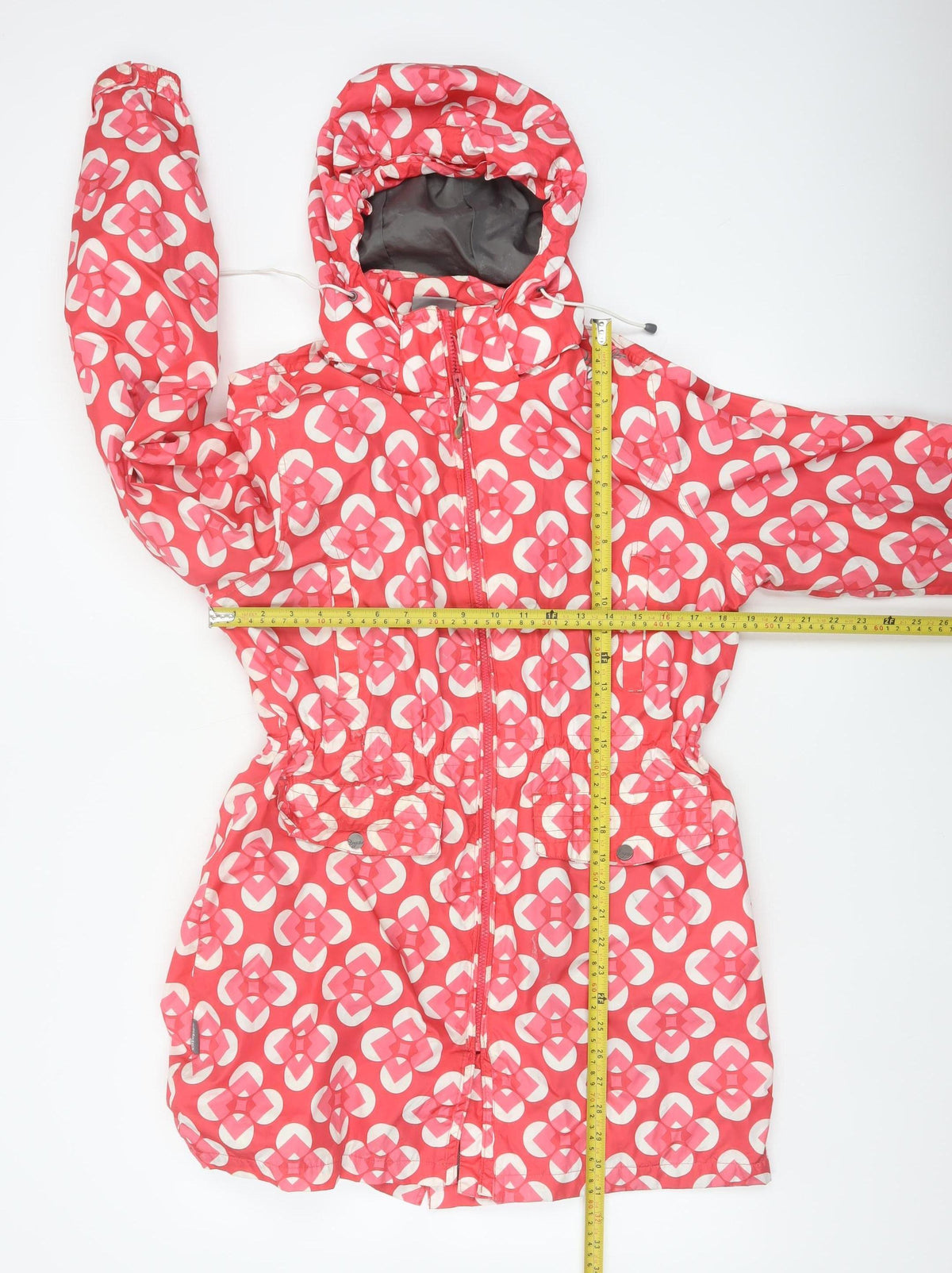TOG24 Women's Pink Geometric Hooded Jacket UK 14 Lightweight Outdoor