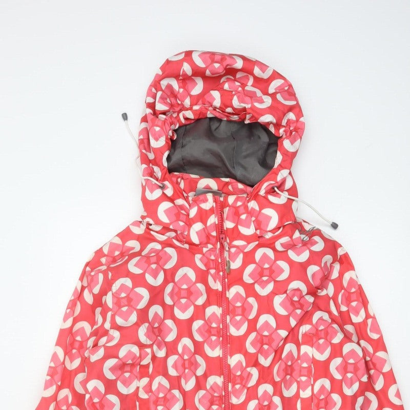 TOG24 Women's Pink Geometric Hooded Jacket UK 14 Lightweight Outdoor