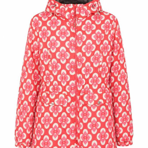 TOG24 Women's Pink Geometric Hooded Jacket UK 14 Lightweight Outdoor